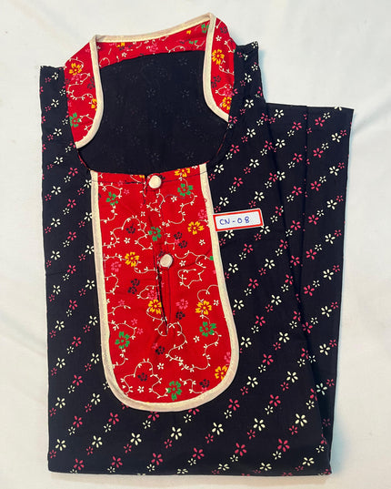 Free Style Collar Nighty with Buttons – Dark Blue Colour