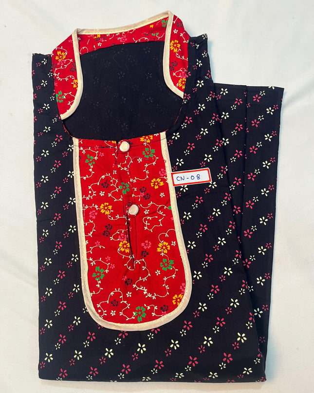 Free Style Collar Nighty with Buttons – Dark Blue Colour