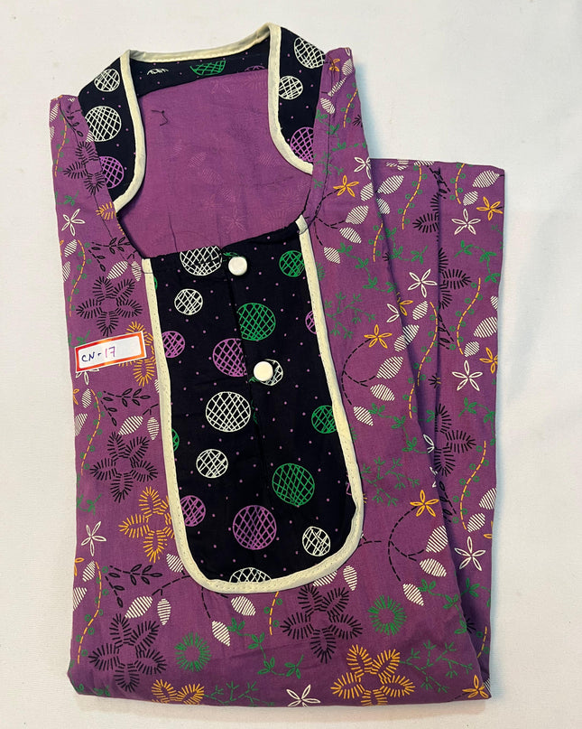 Free Style Collar Nighty with Buttons – Mauve Colour