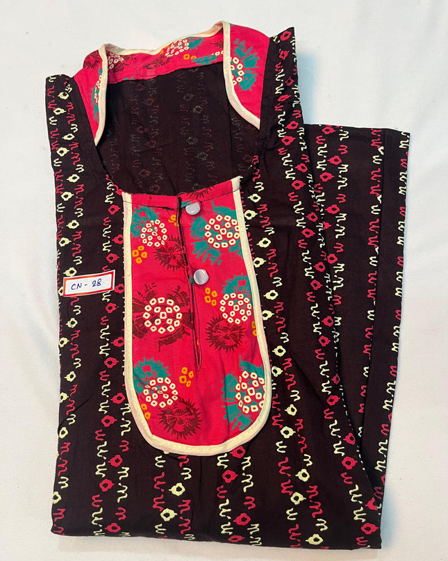 Free Style Collar Nighty with Buttons – Brown Colour