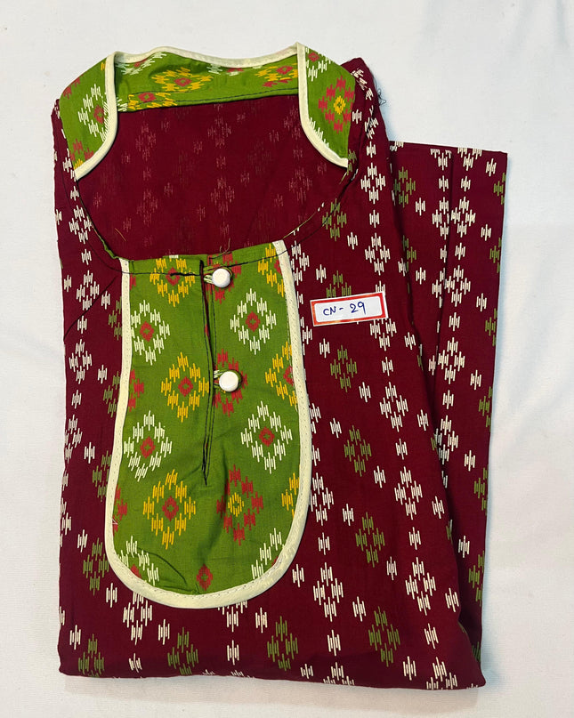 Free Style Collar Nighty with Buttons – Maroon Colour