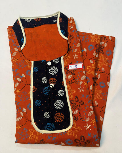 Free Style Collar Nighty with Buttons – Rust Colour