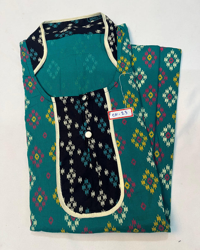 Free Style Collar Nighty with Buttons – Teal Colour