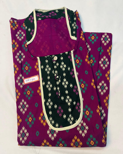 Free Style Collar Nighty with Buttons – Purple Colour