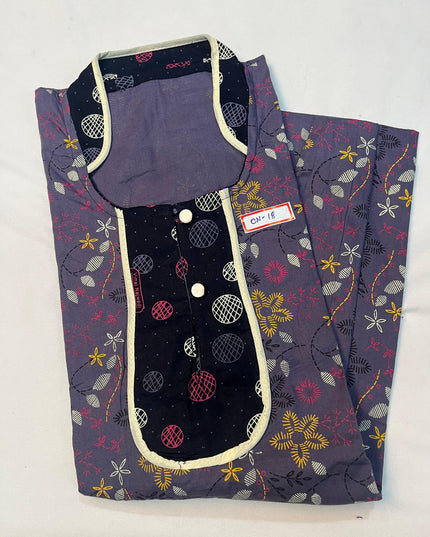 Free Style Collar Nighty with Buttons – Brinjal Colour