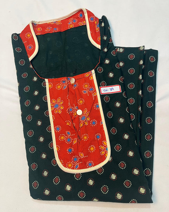 Free Style Collar Nighty with Buttons – Light Green Colour