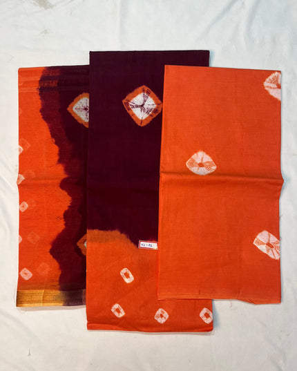 Pure Cotton Bandhani Printed Dress Material – Maroon Colour Ethnic Wear for Women