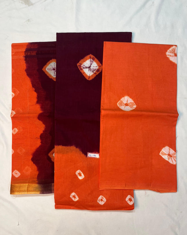 Pure Cotton Bandhani Printed Dress Material – Maroon Colour Ethnic Wear for Women