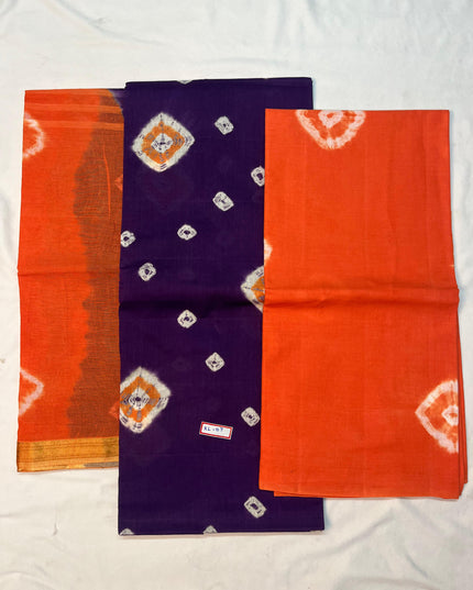 Pure Cotton Bandhani Printed Dress Material – Violet Colour Ethnic Wear for Women