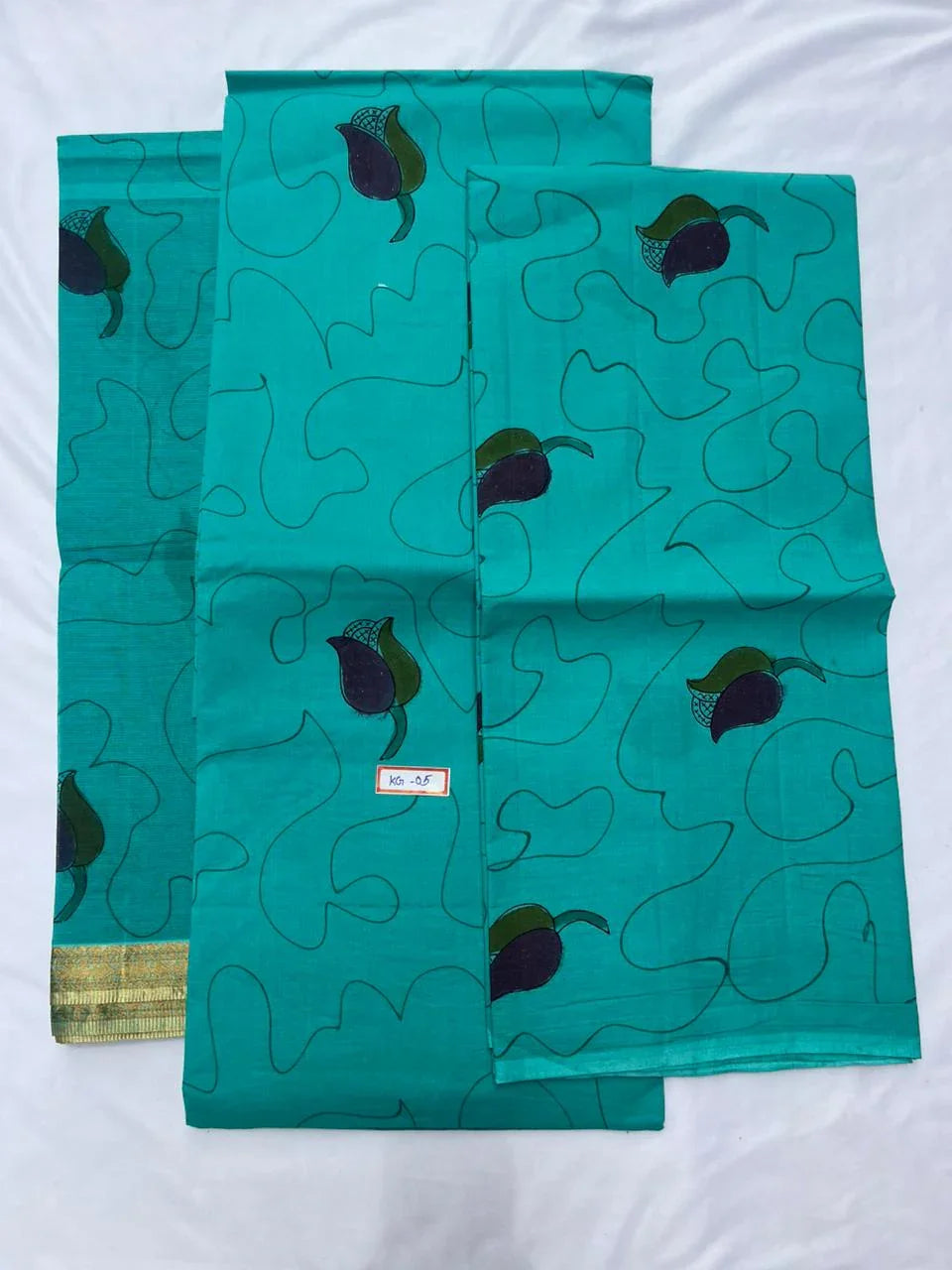Pure Cotton Hand block Printed Dress Material –Eastern Blue Colour Ethnic Wear for Women
