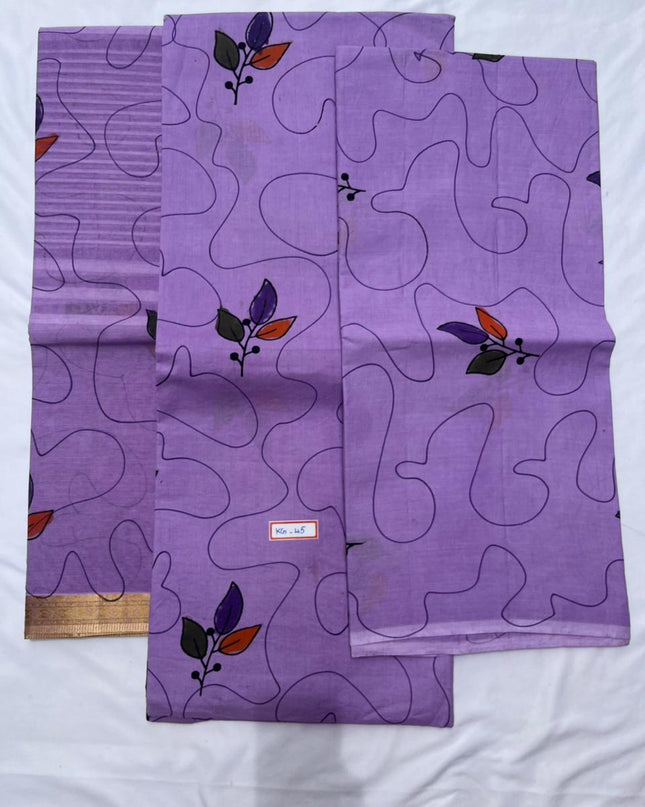 Pure Cotton Hand block Printed Dress Material – Soft Purple Colour Ethnic Wear for Women