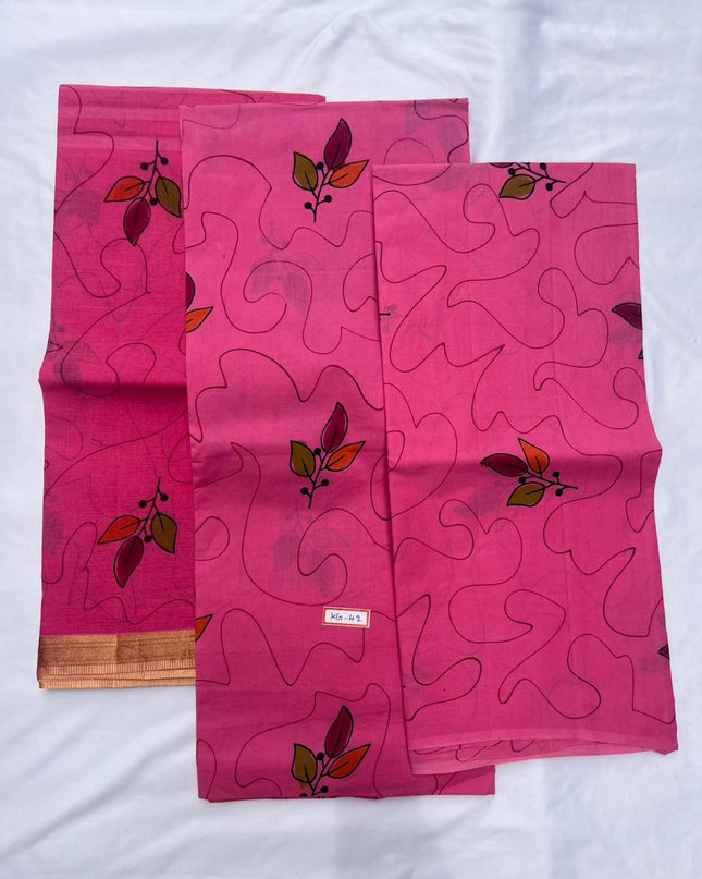 Pure Cotton Hand block Printed Dress Material – Baby Pink Colour Ethnic Wear for Women