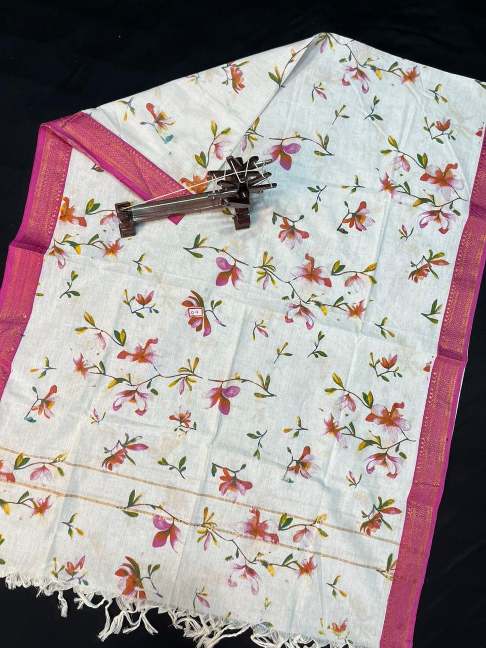 Mangalagiri Kalmkari Dupatts Cotton Fabric Pink Colour