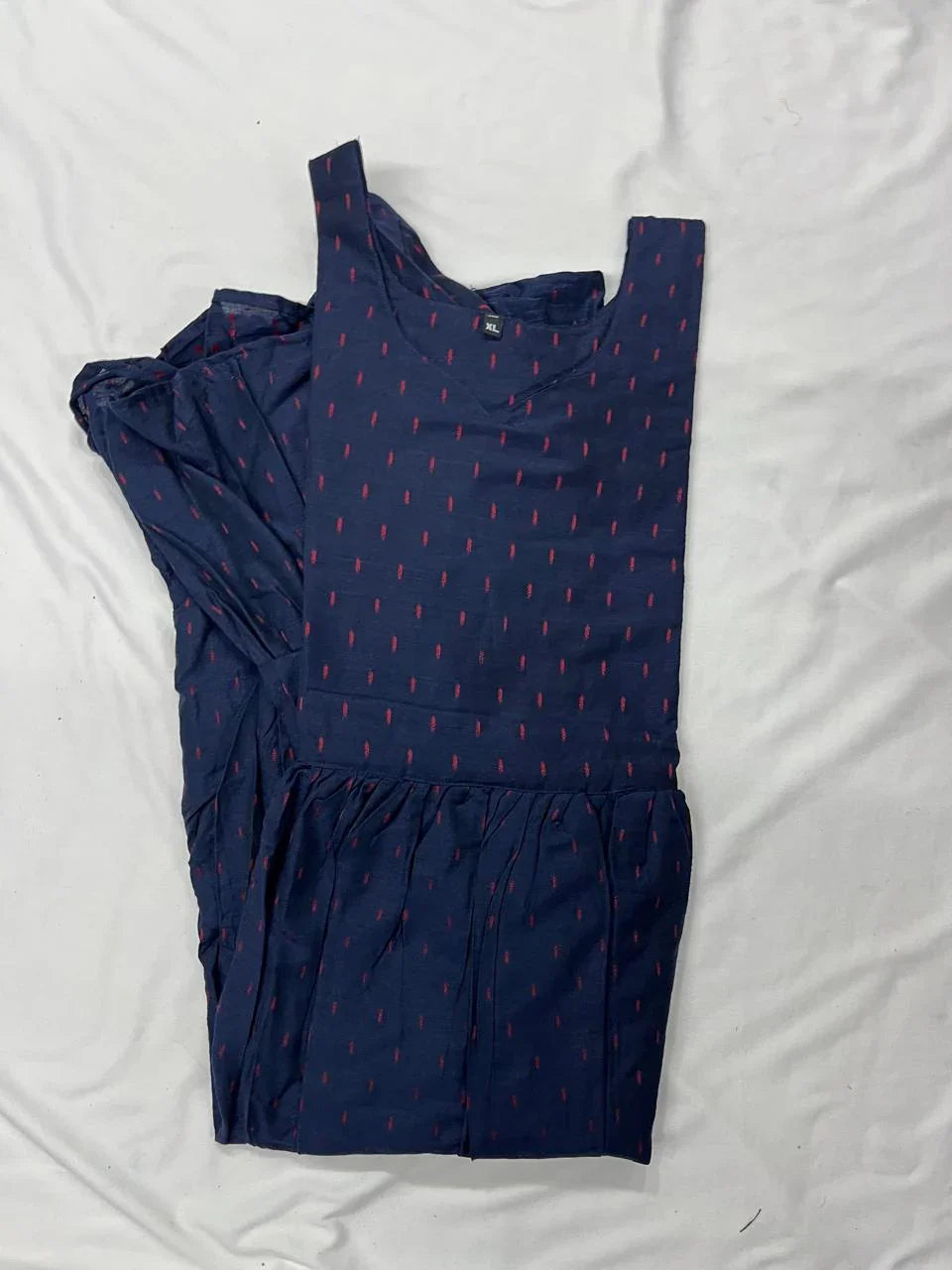 Raw Silk Frock with Full Length Lining | Navy Blue Colour