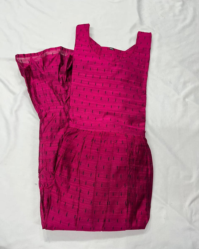 Raw Silk Frock with Full Length Lining | Pink Colour