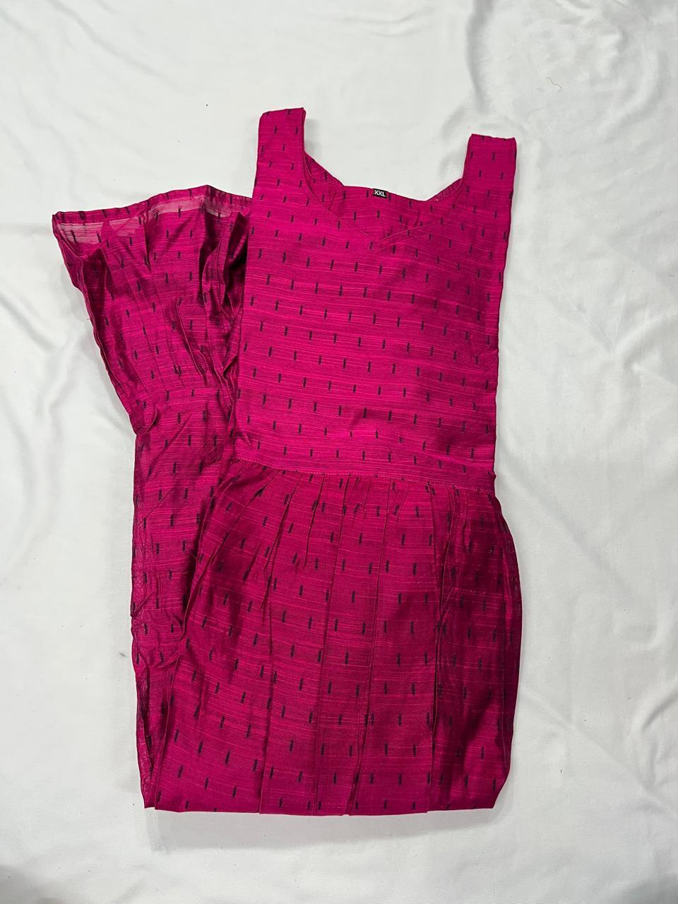 Raw Silk Frock with Full Length Lining | Pink Colour
