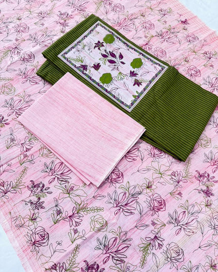 Cotton Dress Material with Green Color