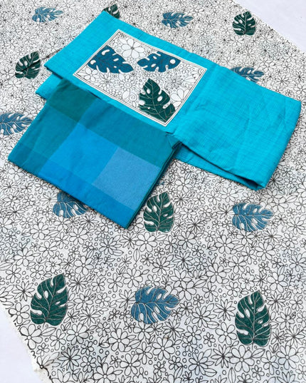 Cotton Dress Material with Sky Blue Color