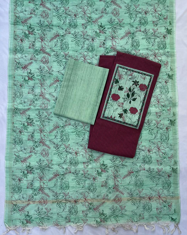 Cotton Dress Material with Pink Color