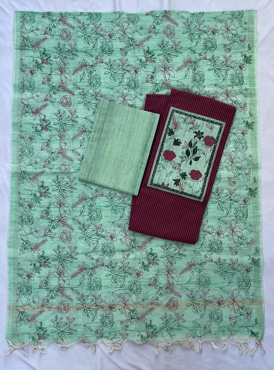 Cotton Dress Material with Pink Color