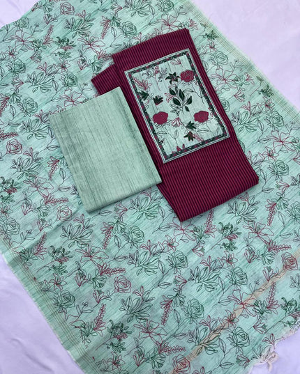 Cotton Dress Material with Pink Color