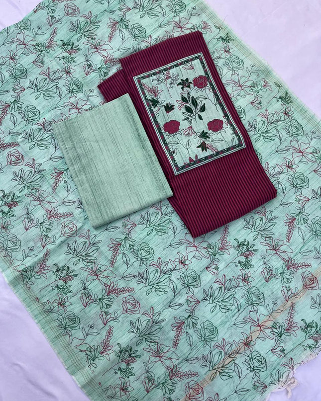 Cotton Dress Material with Pink Color