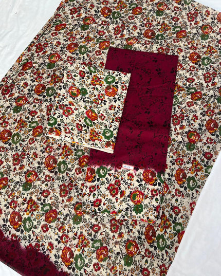 Pure Cotton Hand block Printed Dress Material – Maroon Oak Colour Ethnic Wear for Women