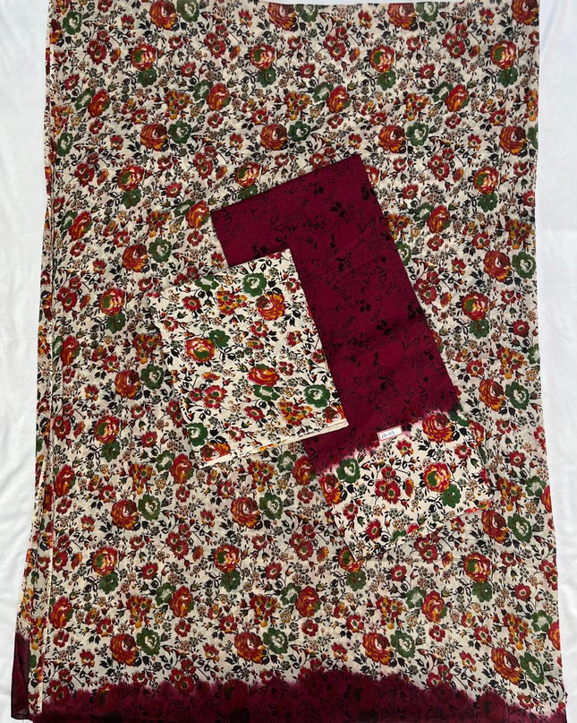 Pure Cotton Hand block Printed Dress Material – Maroon Oak Colour Ethnic Wear for Women