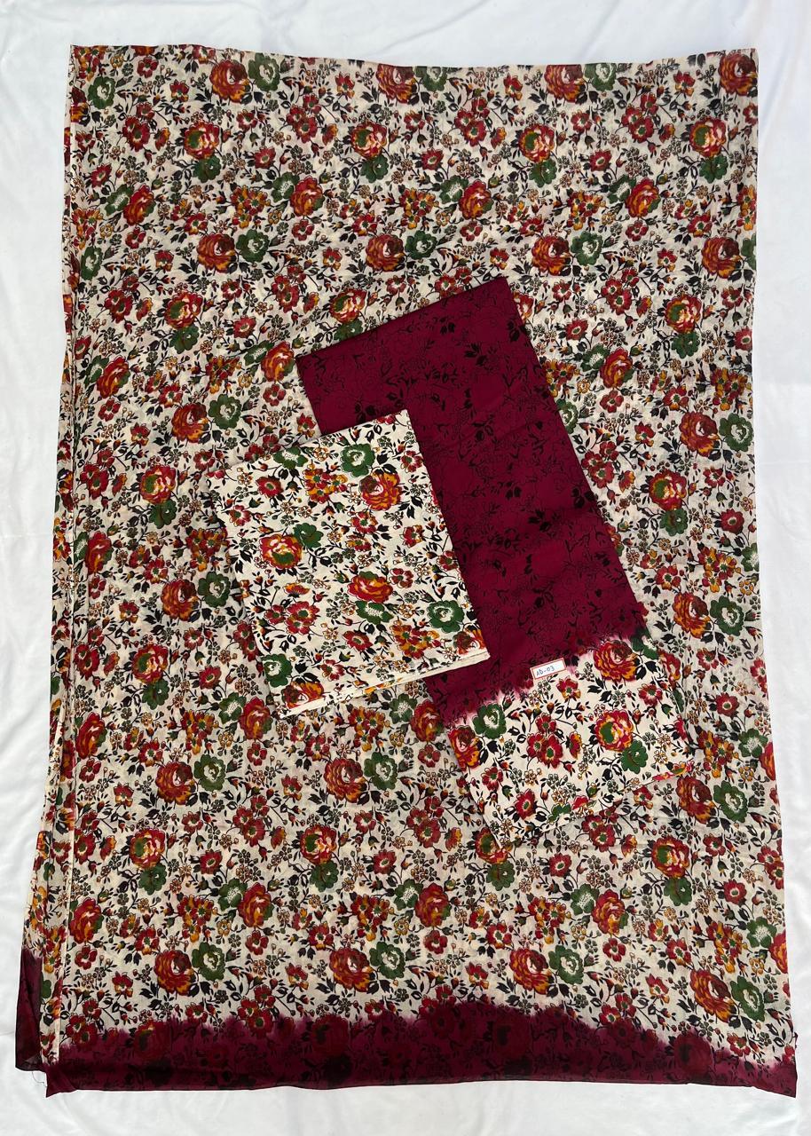 Pure Cotton Hand block Printed Dress Material – Maroon Oak Colour Ethnic Wear for Women