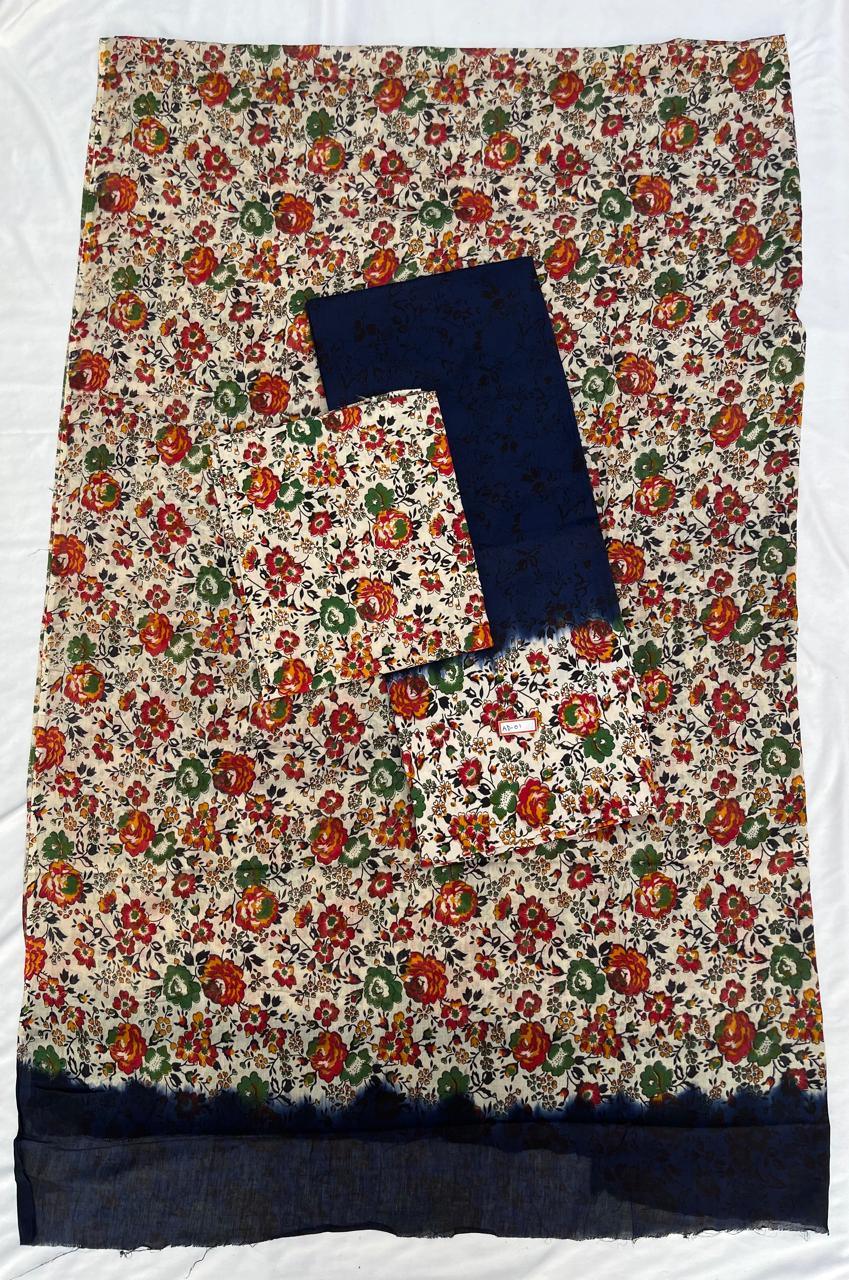Pure Cotton Hand block Printed Dress Material – Navy Blue Colour Ethnic Wear for Women