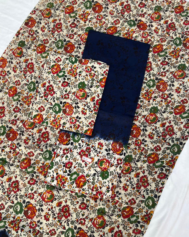 Pure Cotton Hand block Printed Dress Material – Navy Blue Colour Ethnic Wear for Women