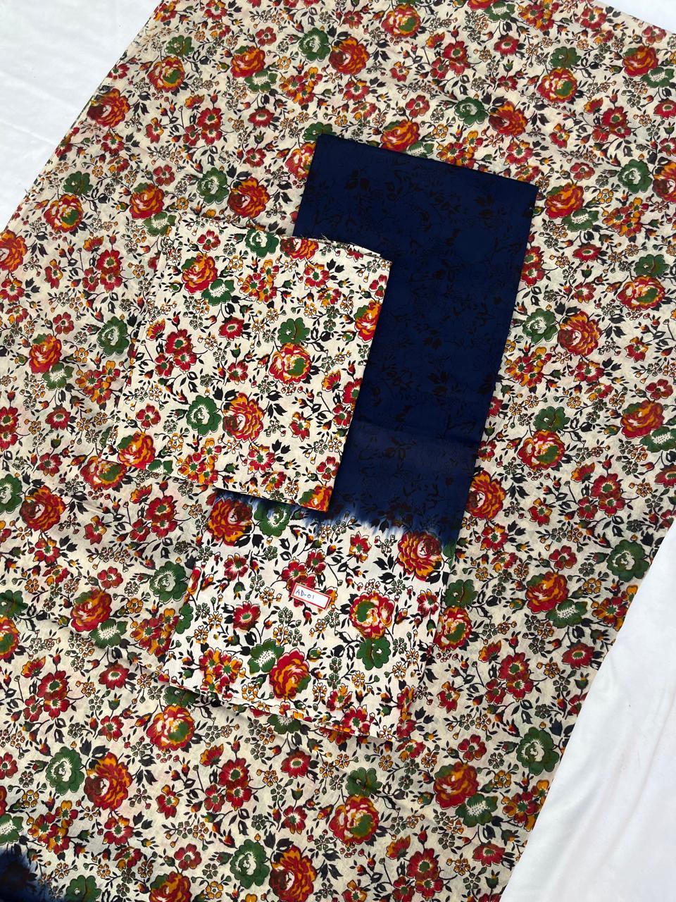 Pure Cotton Hand block Printed Dress Material – Navy Blue Colour Ethnic Wear for Women