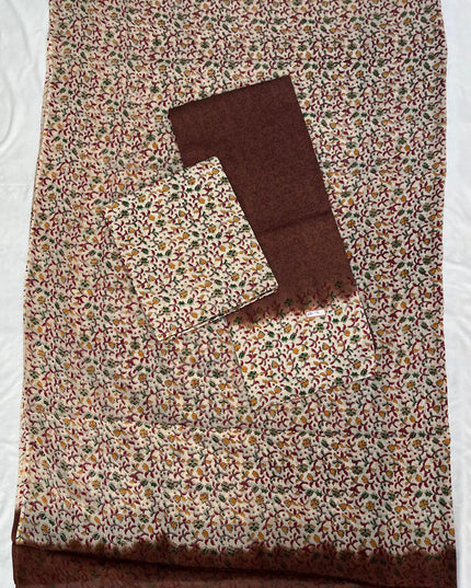 Pure Cotton Hand block Printed Dress Material – Congo Brown Colour Ethnic Wear for Women