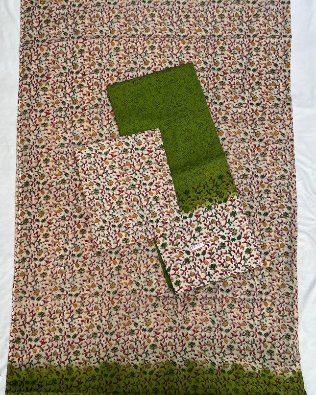 Pure Cotton Hand block Printed Dress Material – Green Colour Ethnic Wear for Women