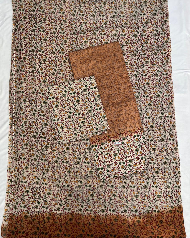 Pure Cotton Hand block Printed Dress Material – French Beige Colour Ethnic Wear for Women