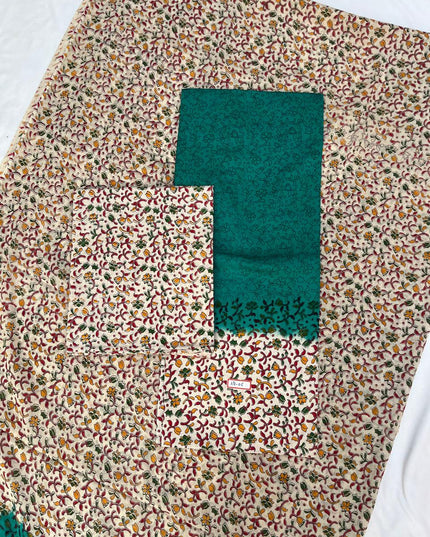 Pure Cotton Hand block Printed Dress Material – Deep Sea Green Colour Ethnic Wear for Women