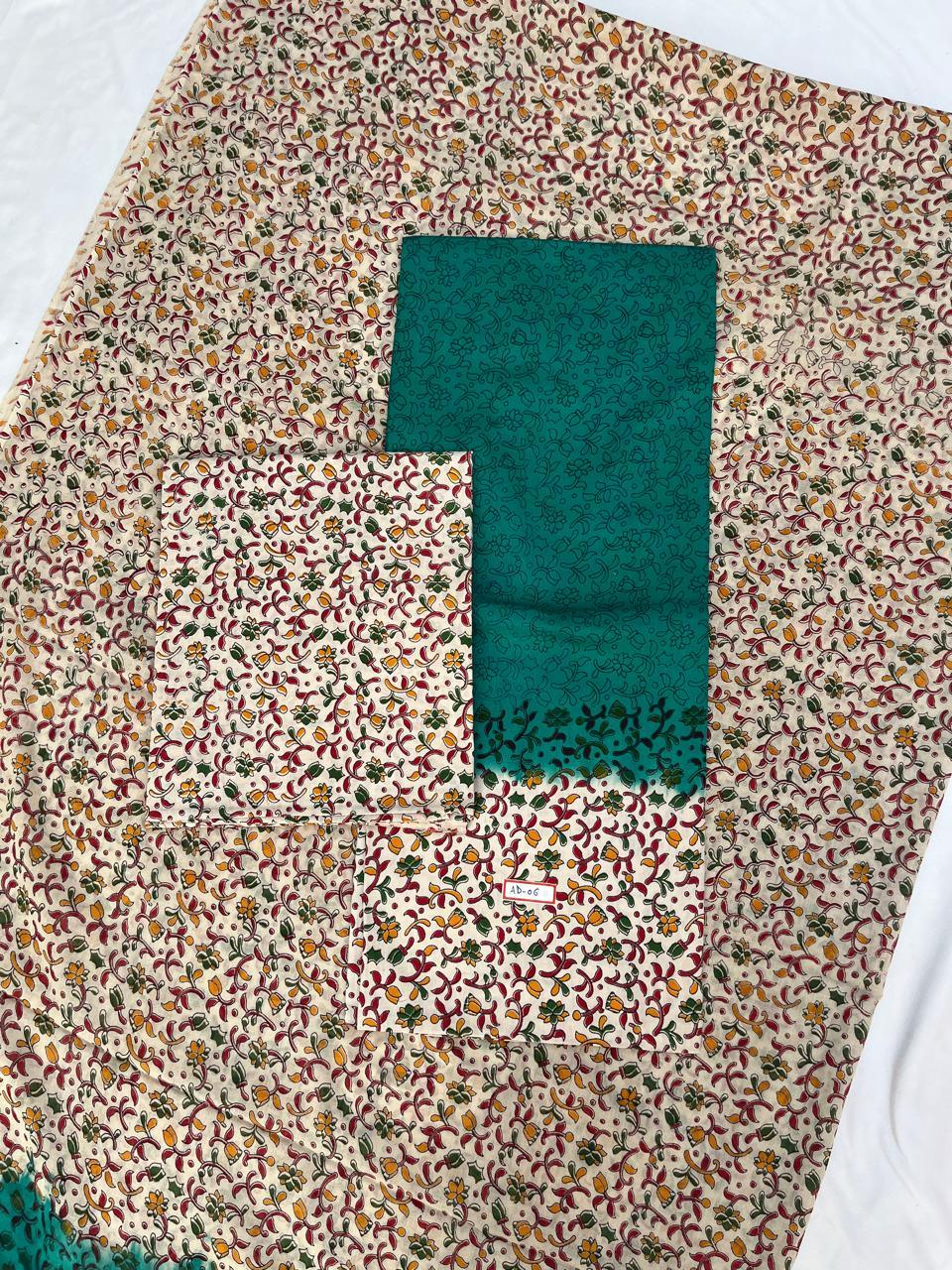 Pure Cotton Hand block Printed Dress Material – Deep Sea Green Colour Ethnic Wear for Women