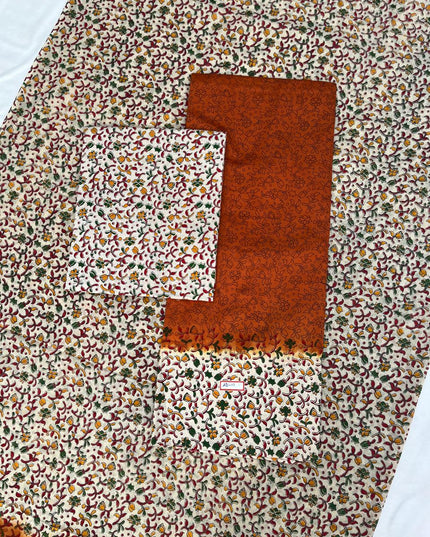 Pure Cotton Hand block Printed Dress Material – Brown Colour Ethnic Wear for Women