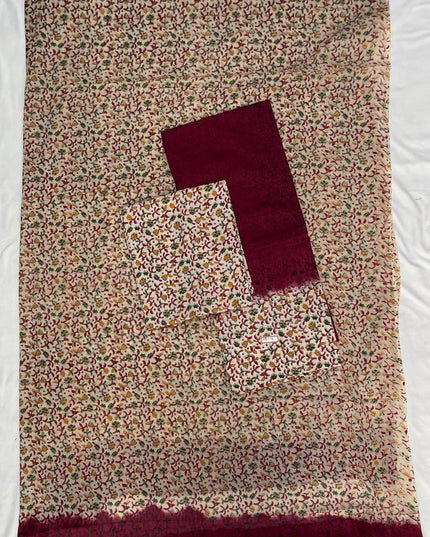 Pure Cotton Hand block Printed Dress Material – Maroon Colour Ethnic Wear for Women