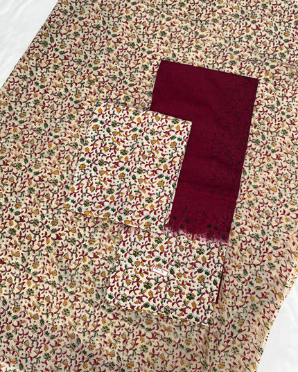 Pure Cotton Hand block Printed Dress Material – Maroon Colour Ethnic Wear for Women