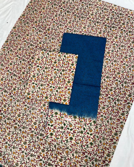 Pure Cotton Hand block Printed Dress Material – Blue Colour Ethnic Wear for Women