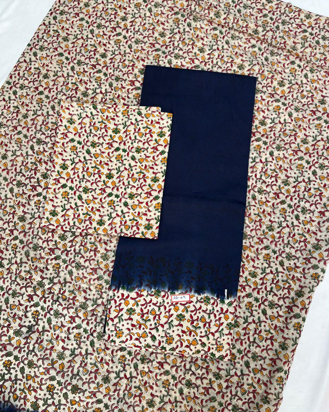 Pure Cotton Hand block Printed Dress Material – Navy Blue Colour Ethnic Wear for Women