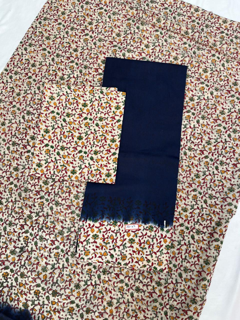 Pure Cotton Hand block Printed Dress Material – Navy Blue Colour Ethnic Wear for Women