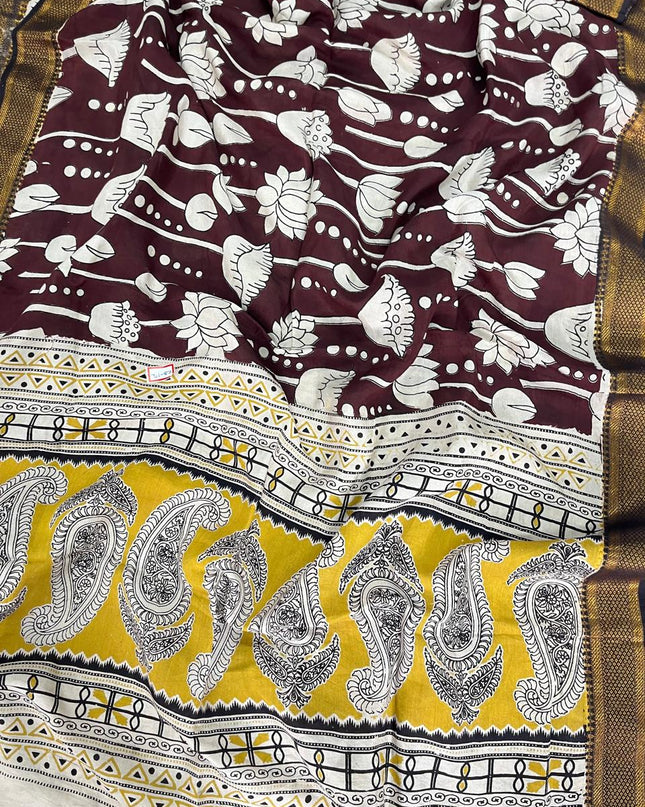 Premium Chennuri Silk Dupatta – Dark Wine Colour