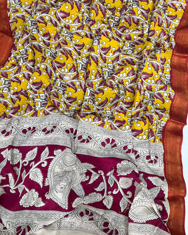 Premium Chennuri Silk Dupatta – Yellow Colour