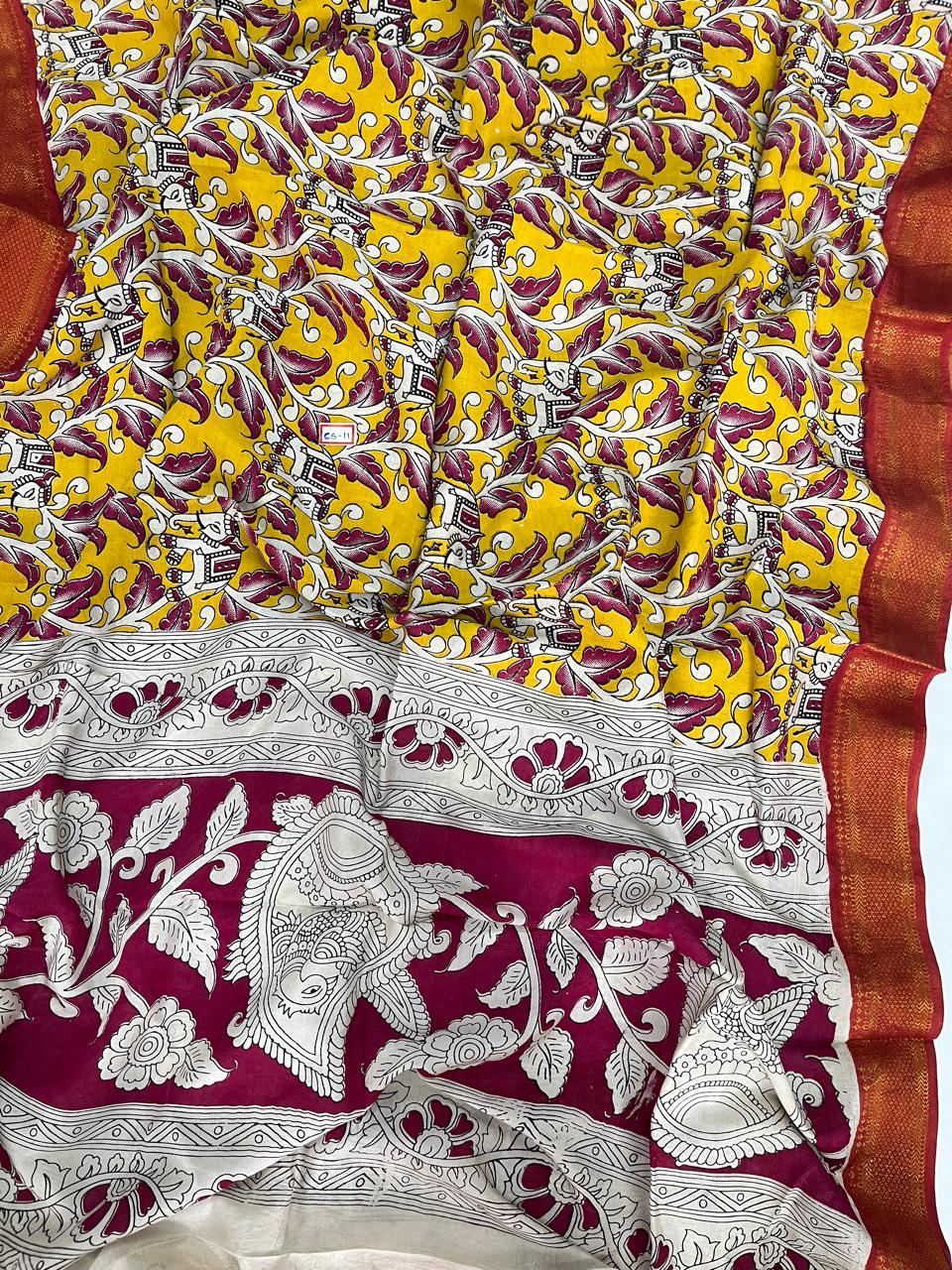 Premium Chennuri Silk Dupatta – Yellow Colour