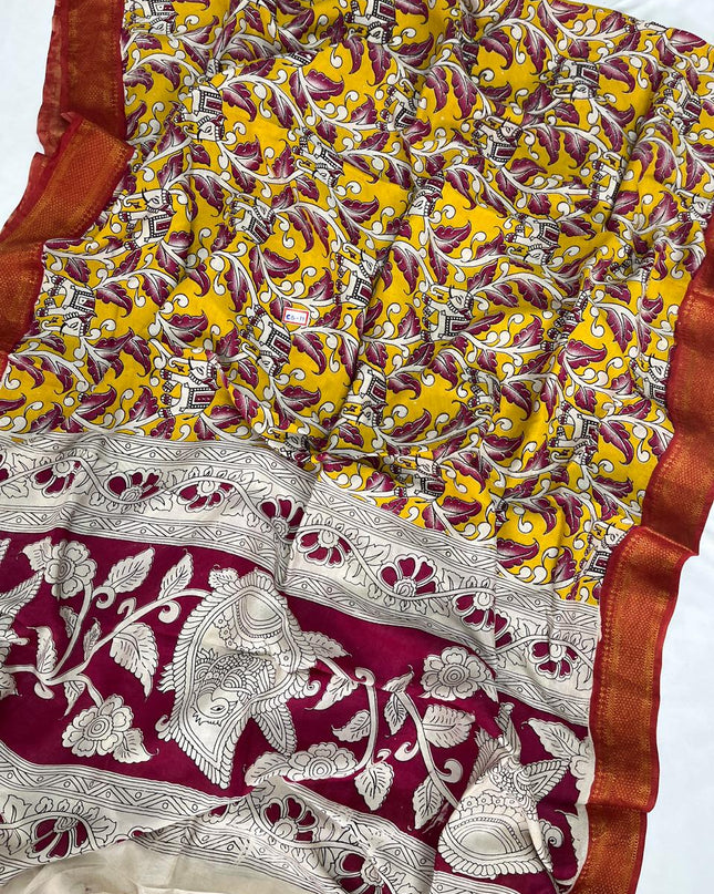 Premium Chennuri Silk Dupatta – Yellow Colour