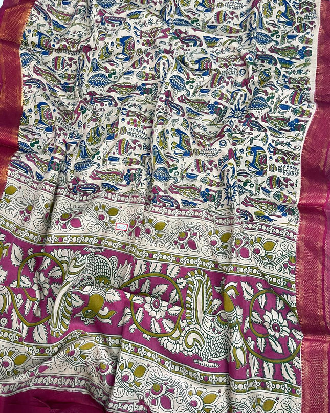 Premium Chennuri Silk Dupatta – Half White Colour