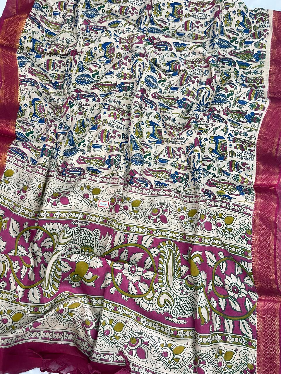 Premium Chennuri Silk Dupatta – Half White Colour