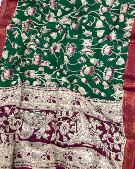 Premium Chennuri Silk Dupatta – Dark Green Colour